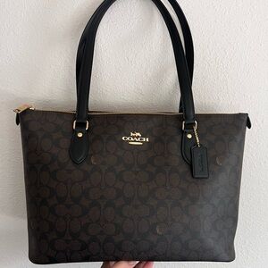 Coach Dark Brown Signature City Tote - like new!